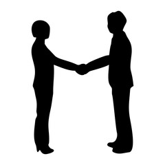 silhouettes of people shaking hands in business