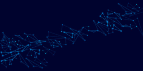 Vector abstract futuristic blue digital technology network connected with communication lines background.