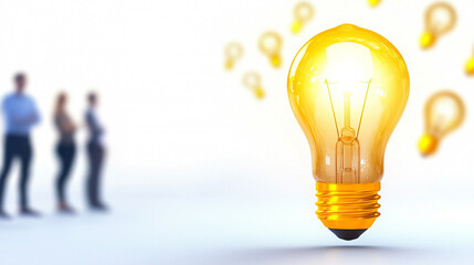 Illuminating Ideas, a glowing light bulb symbolizes innovation and inspiration with blurred figures representing individuals poised to engage in creative thought