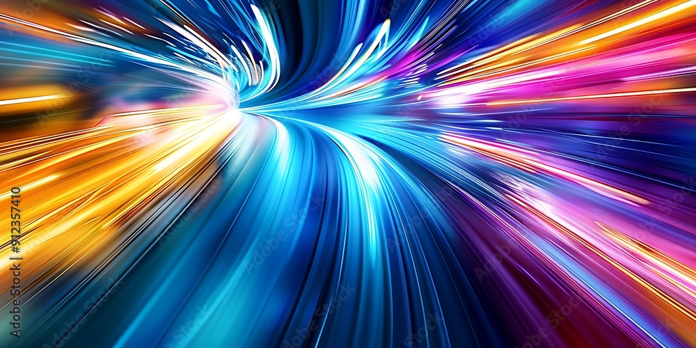 Poster modern abstract high-speed light effect. abstract background with curved beams of light. technology 