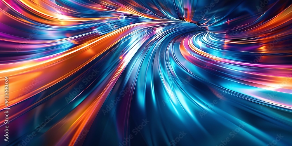 Poster modern abstract high-speed light effect. abstract background with curved beams of light. technology 