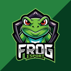 Frog mascot esport logo design with shield