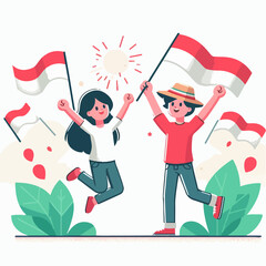 flat illustration of Indonesian independence day