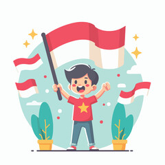 flat illustration of Indonesian independence day
