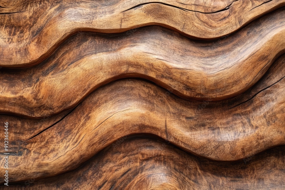 Poster a wooden surface with a wavy pattern. the wood appears to be aged and has a natural, rustic feel to 