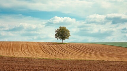 Fototapeta premium Solitary Tree in a Ploughed Field
