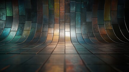 Curved abstract mosaic tiles background
