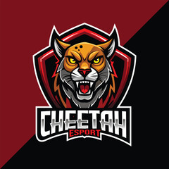 Cheetah mascot esport logo design with shield