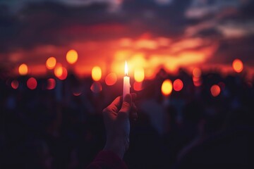 ai generative crowd holding candles