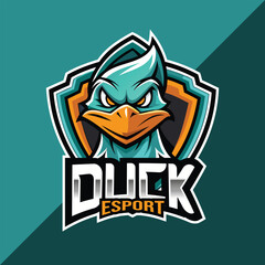 Duck mascot esport logo design with shield