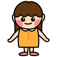 a long-haired girl in a yellow dress Illustration, girl character