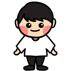 A boy with black hair Illustration, boy character