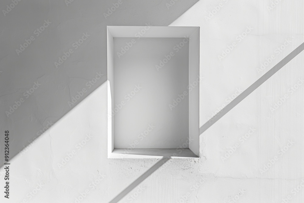 Poster a shadow of a window on a plain white background