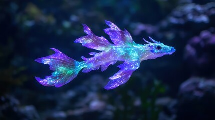 Vibrant underwater creature with glowing fins
