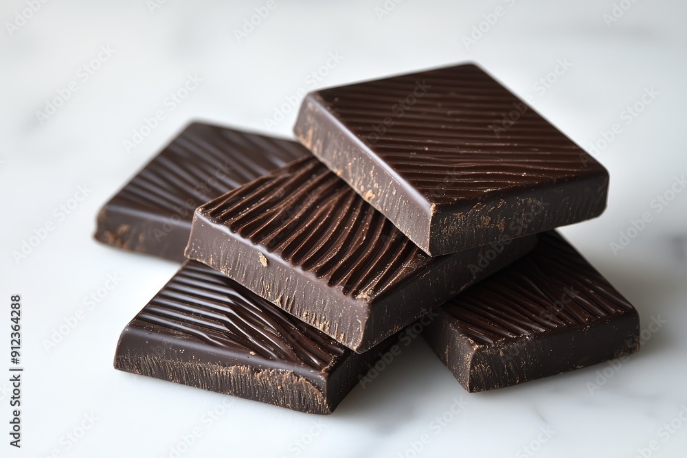 Poster a stack of chocolate bars. the bars are stacked on top of each other, creating a visually appealing 