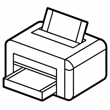 recommend clip art: Printer machine black design white background line art
