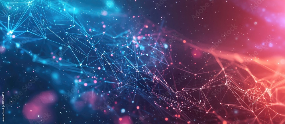 Aufkleber abstract background of digital technology with interconnected data networks and blockchain featuring