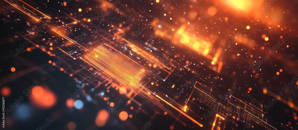 Poster abstract digital technology background for corporate presentations featuring particle effects