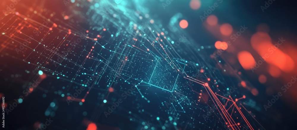 Aufkleber abstract digital technology background for corporate presentations with particle effects