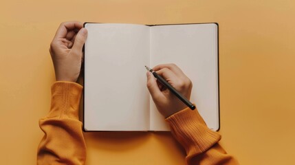 The open notebook and pen