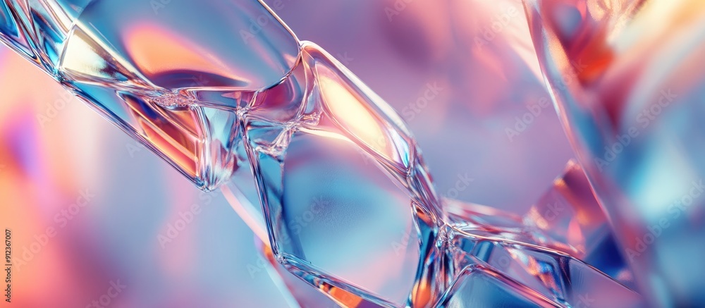 Poster abstract layered crystal glass background in 3d rendering