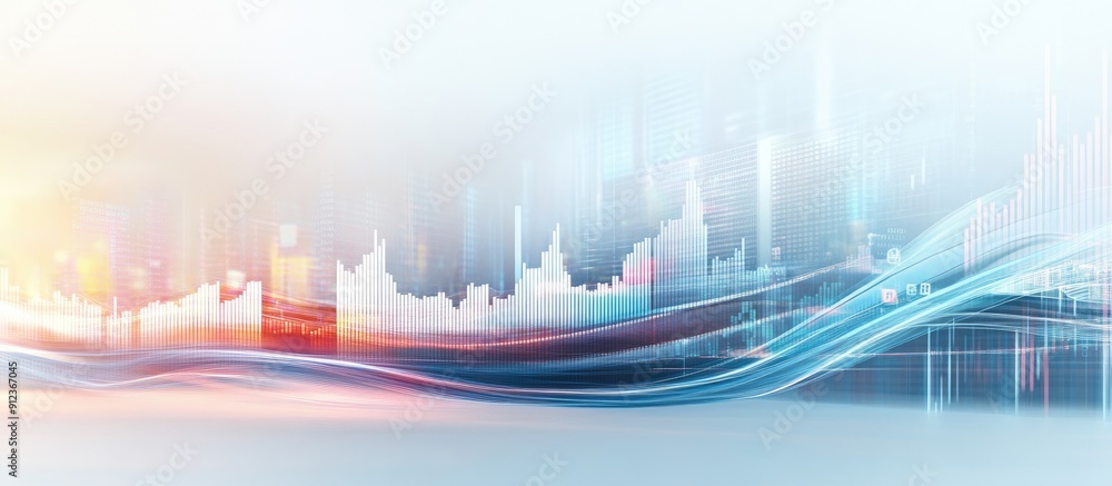 Poster abstract representation of financial data and statistics analysis on a light background concept of g