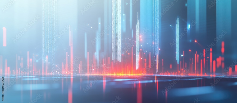 Poster abstract representation of financial data and statistics analysis on a light background concept of g