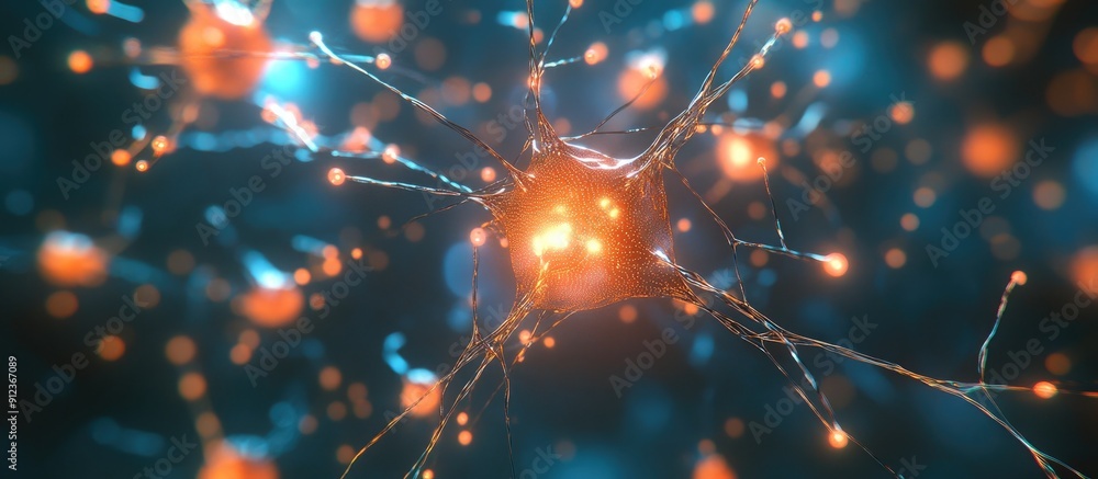 Poster abstract representation of neural networks with interconnected nodes futuristic technology concept w
