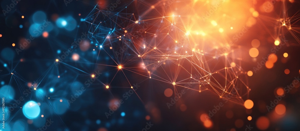 Poster abstract technology background featuring scientific elements showcasing network and connection conce
