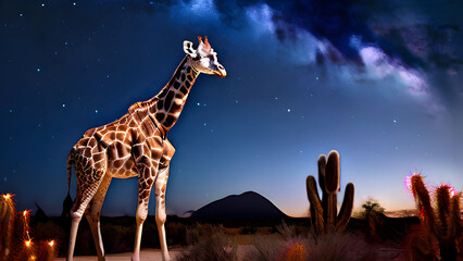 giraffe in the wild giraffe in the savannah night mod 