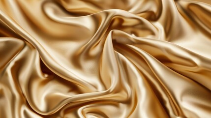 Obraz premium Gold silk fabric with a shiny texture draped over a surface luxury and elegance background