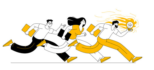 Creative process. Team brainstorming.