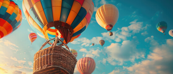 Fototapeta premium A breathtaking view of colorful hot air balloons