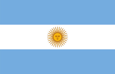The official national flag of Argentina. Flag of the Argentine Republic. Correct proportions and colors. Vector illustration
