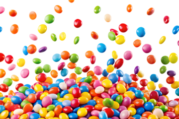 falling candies isolated on white or transparent png