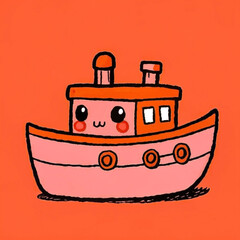 boat in the seaboat, ship, sea, vector, illustration, ocean, travel, water, cartoon, cruise, icon, transport, toy, vessel, marine, nautical, sail, transportation, design, holiday, sailing, drawing, fi