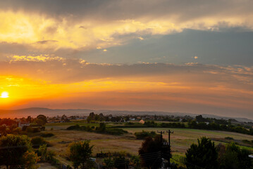 beautiful colorful sunset in summer in Greece