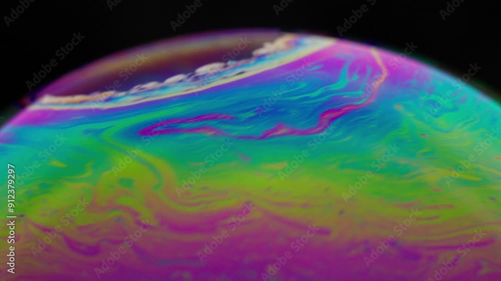 Poster swirling colorful abstract patterns on a soap bubble surface