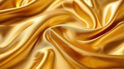 Fototapeta premium Gold silk fabric with a shiny texture draped over a surface luxury and elegance background