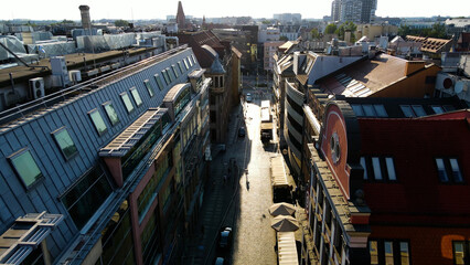 view city from the height of modern wish development architecture Europe Wroclaw Poland