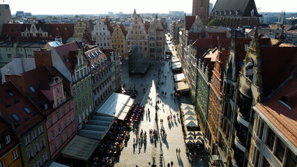 view city from the height of modern wish development architecture Europe Wroclaw Poland