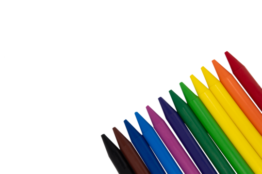 Set of school paints on transparent background. Copy-space
