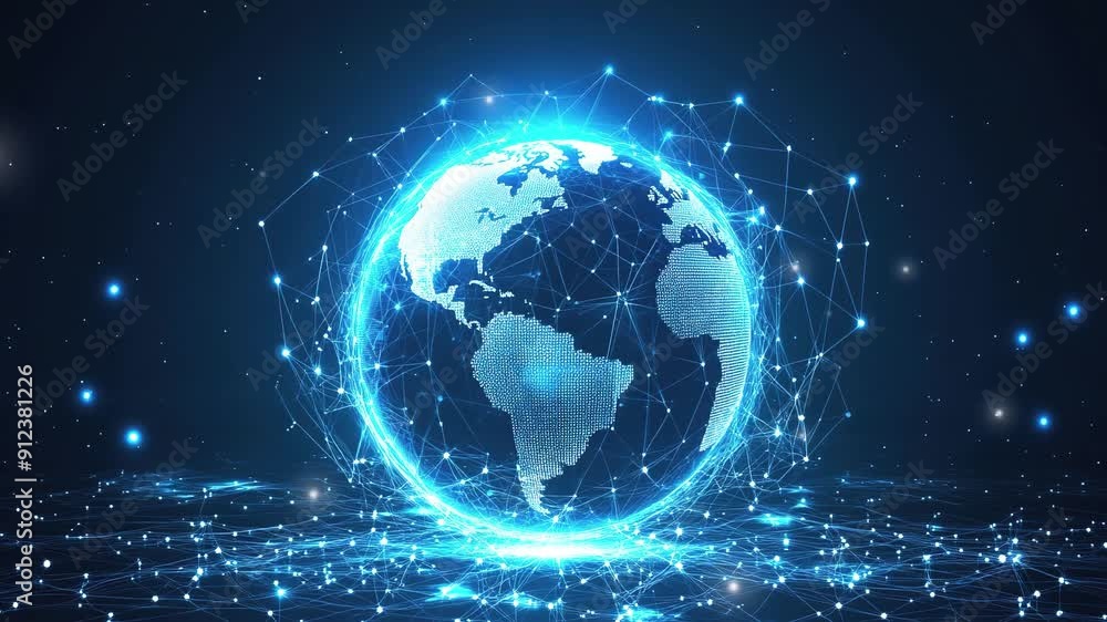 Poster abstract digital technology background. abstract global network and connectivity concept with glowin