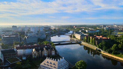 Fototapeta premium city Europe beautiful top view aerial photography of Wroclaw Poland