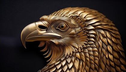 Craft an emblem of a golden vulture in a bold and striking style.