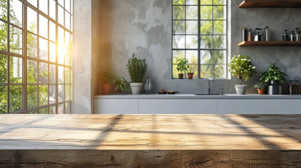 Kitchen background with an empty room and cool side view