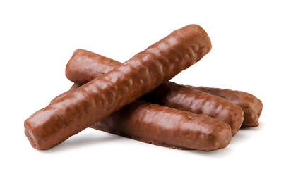 Chocolate sticks close-up on a white. Isolated