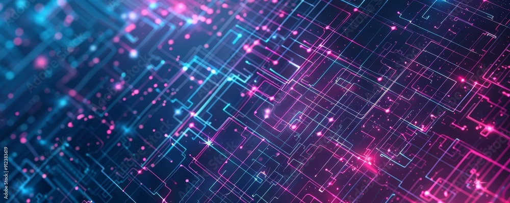 Poster abstract smartphone desktop background. futuristic technology neon pixel grid colorful background sq