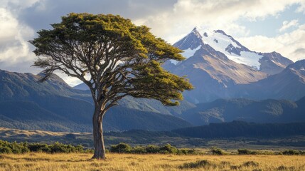Lonely Tree in Mountain Landscape