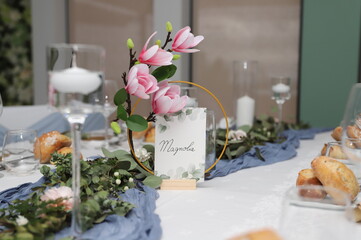 fleur, décoration, mariage, salle, réception, table, chaise